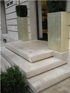 Pierre Champagny Solid Deck Stair, Beige Limestone France Stairs & Steps