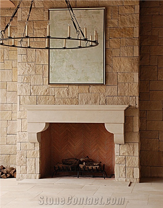 Buff Lueder Limestone Fireplace Mantel, Limestone Tile Fireplace Surround