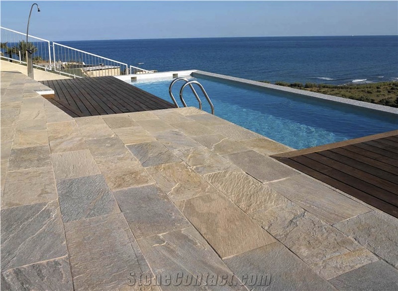 Pizarra Multicolor Rustica Gauged Pool Terrace Pavement, Slate Spain Pool Coping