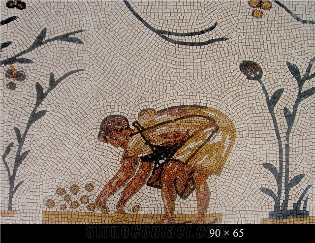 Roman Mosaic Replica, Mosaic Art, Multicolor Marble Spain Mosaic