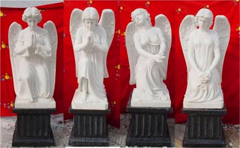 Marble Angel Statue Handcrafts Sculpture, White Marble Statues