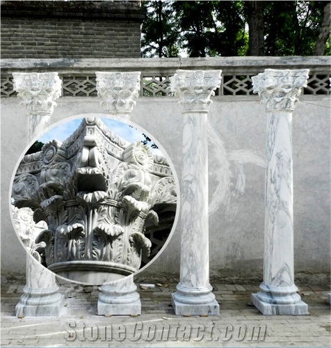 China White Marble Garden Natural Stone Column