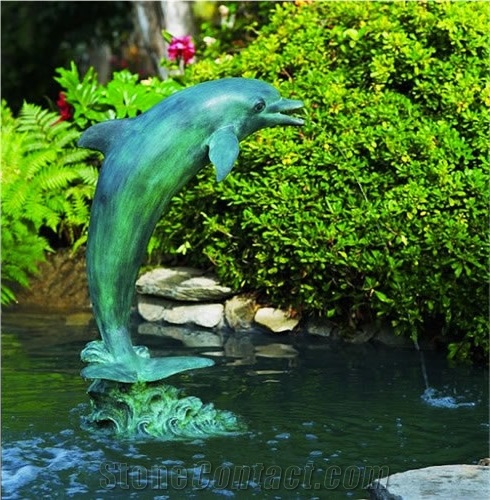 Garden Dolphin Bronze Water Fountain