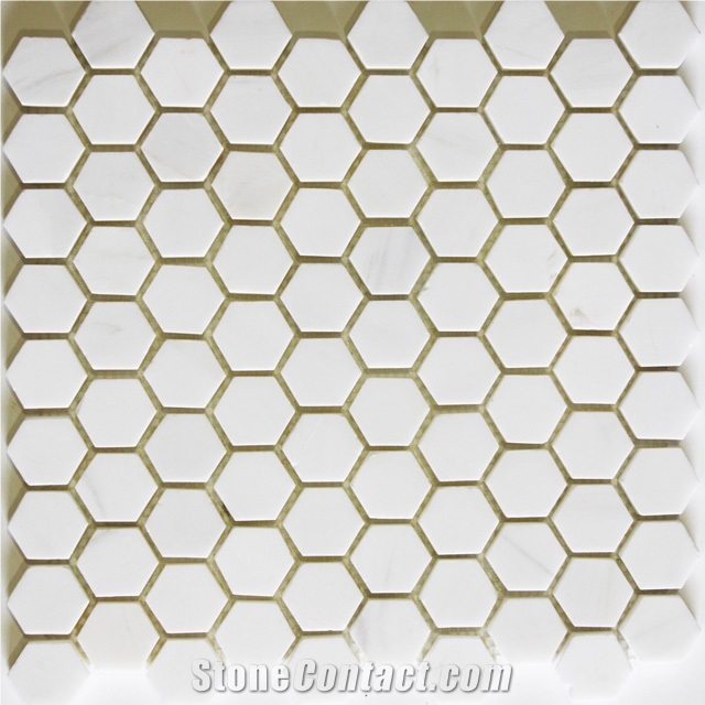 Bianco Dolomite Marble Hexagon Mosaic, White Turkey Marble Mosaic