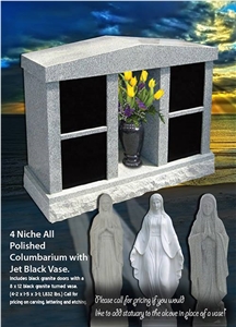 4 Niche All Polished Columbarium with Jet Black Vase