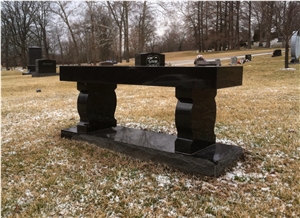 American Black Granite Etched Heart Memorial Bench