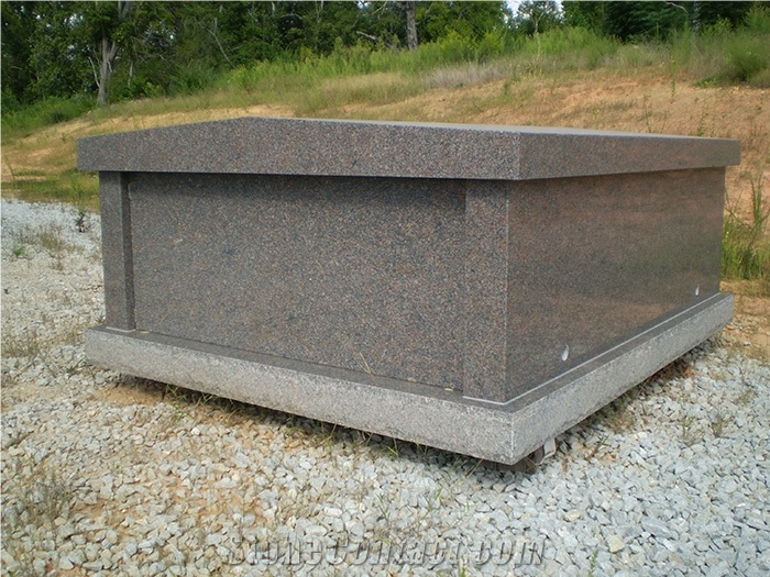 Dakota Mahogany Granite Double Mausoleum , Brown Granite American Mausoleum