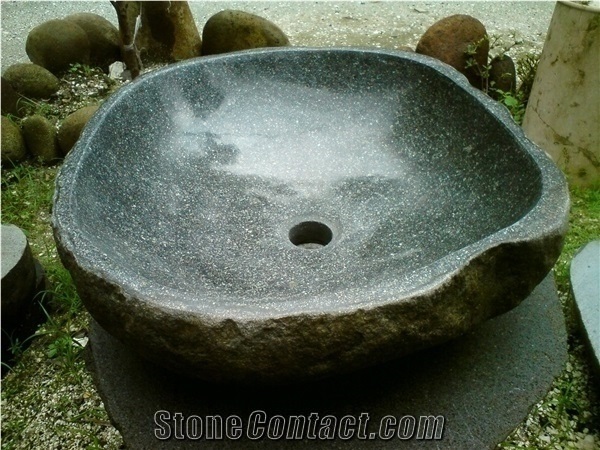 Trachite Santafiora River Stone Sinks & Basins, Trachyte Grey Sinks
