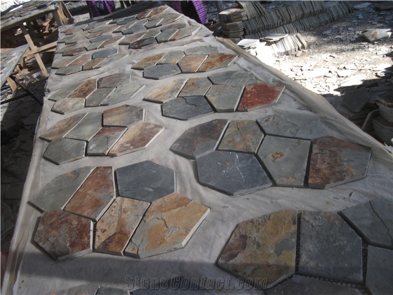Flooring Multicolor/Black/Grey/Rusty Slate,Rock Surface Indoor/Outdoor Tile,China Culture Stone