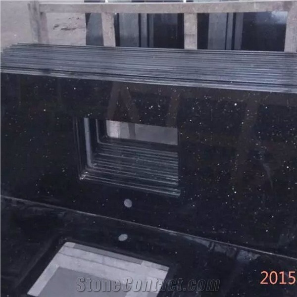 Black Galaxy Kitchen Prefab Granite Countertop, Precut Bathroom Countertops,Table Tops