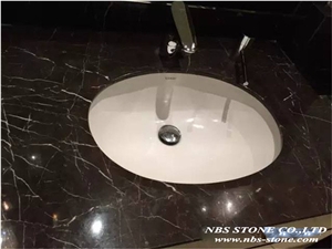 China Black Marble Bath Tops, Portoro Gold Marble Bathroom Countertops