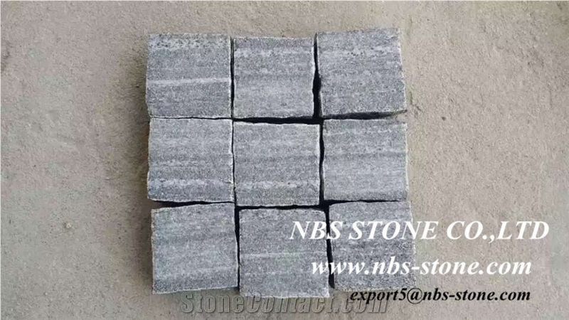 Grigio Paradiso Granite Cobble Stone, Grey Granite Cube Stone & Pavers