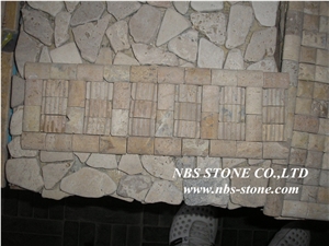 Henan White Travertine Tumbled Mosaic Tiles