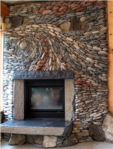 River Stone Fireplace Surround