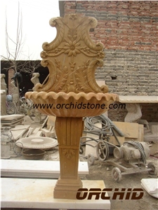 Beige Marble Carved Wall Mounted Fountains