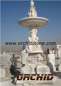 Carved Marble Garden Wall Mounted Fountain, White Marble Wall Mounted Fountains