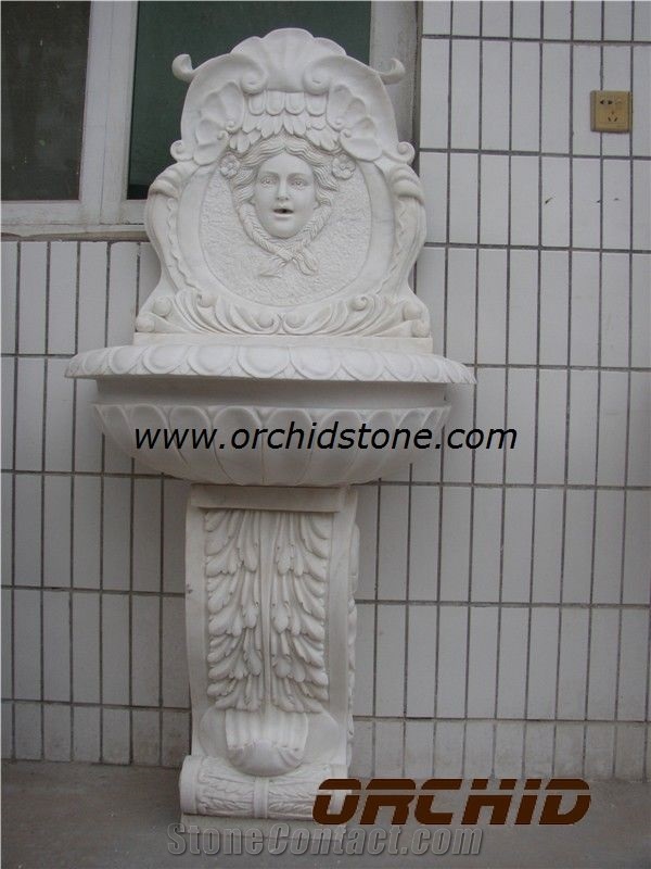 China White Marble Sculptured Pedestal Basins