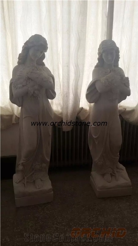 Hand Carved Natural Marble Human Sculpture, White Marble Sculpture & Statue