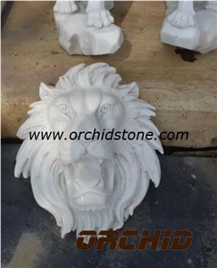 Lion Head Sculpture, White Marble Sculpture & Statue