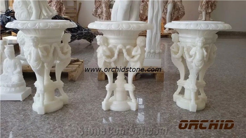 Natural White Marble Carved Sink, White Marble Artifacts & Handcrafts