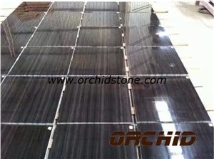 Polished Imperial Black Wood Marble Flooring Tiles, China Black Marble