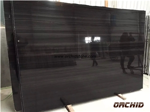 Polished Imperial Black Wooden Marble Tiles & Slabs, China Black Marble
