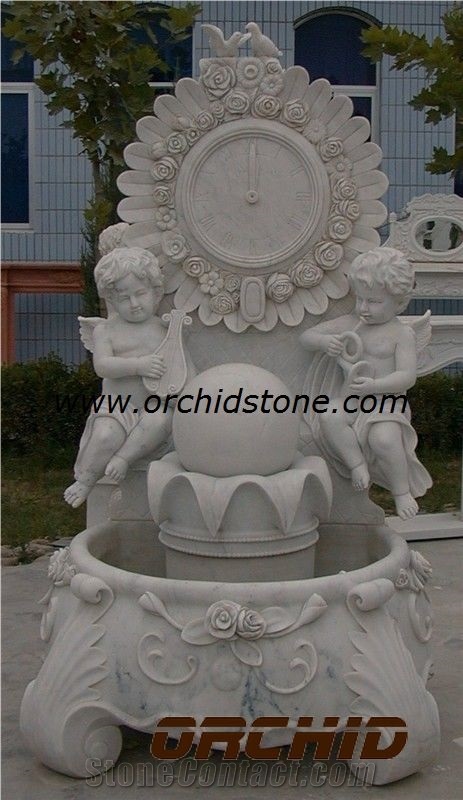 White Marble Sculptured Wall Mounted Fountains