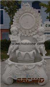 White Marble Sculptured Wall Mounted Fountains