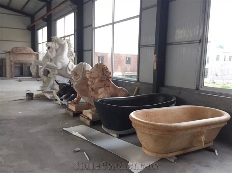 Marble Sculpture Horse/Lion Animal, Beige Marble Sculpture & Statue