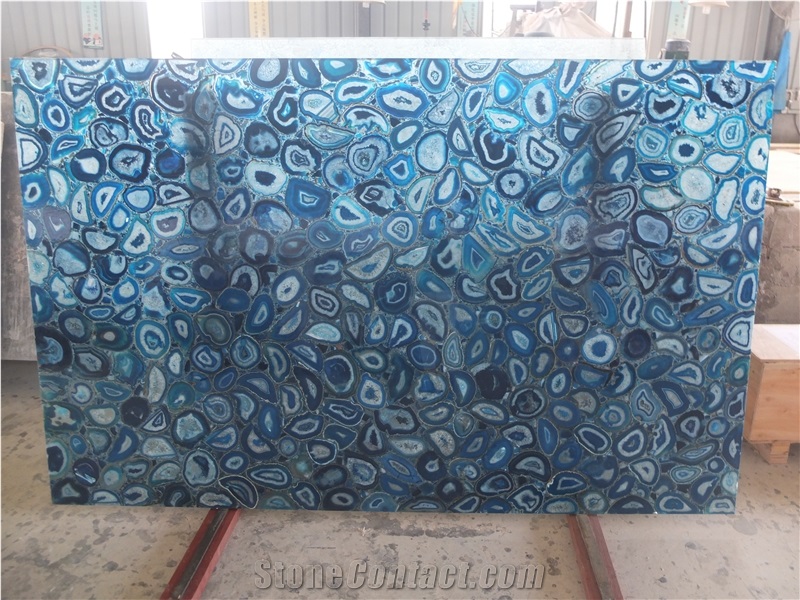 Blue Agate Gem Stone/Semi Precious Slabs&Tiles, Blue Gem Stone Wall Covering/Interior Decoration for Kitchen/Background/Counter Top