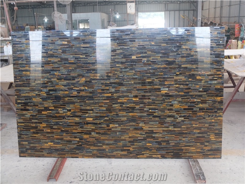 Blue and Yellow Gem Stone Slabs & Tiles,Yellow and Blue Gem Stone Wall Covering/Interior Decoration for Kitchen/Background/Counter Top