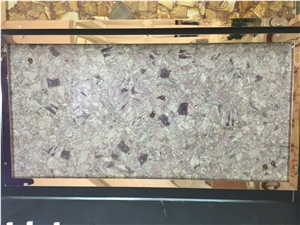 Crystal Translucent Semiprecious Stone Slabs&Tiles,White Crystal Semiprecious Stone Wall Panel