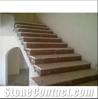 Aegean Brown Marble Stairs & Steps, Red Marble Turkey Stairs Risers