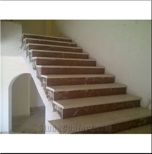 Aegean Brown Marble Stairs & Steps, Red Marble Turkey Stairs Risers
