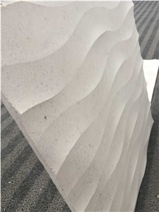 Imported Bianco/ White Limestone 3d Cnc Wave Shaped Carving Walling Panel Times,All Shapes Can Be Designed