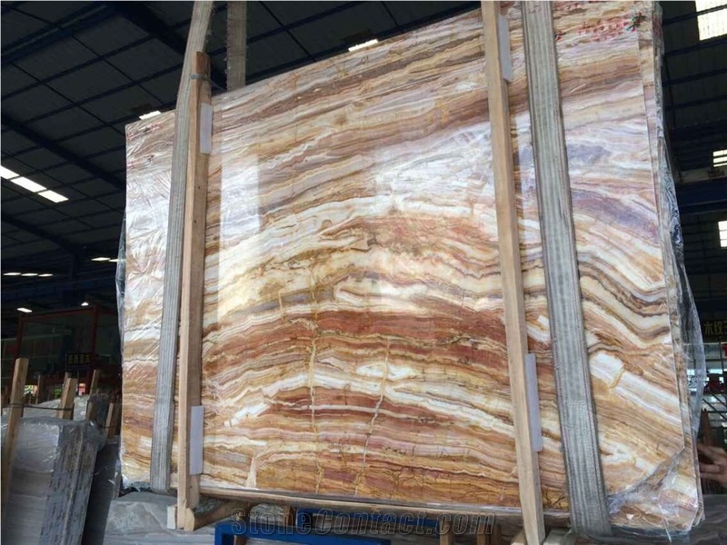 Red Dragon Onyx with Disorderly Lines Polished Slabs for Hotel Project Wall & Flooring Tiles