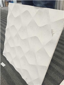 Spray Wave White Limestone Art 3d Walling Panel Covering for Home Wall Decoration Honed Customized