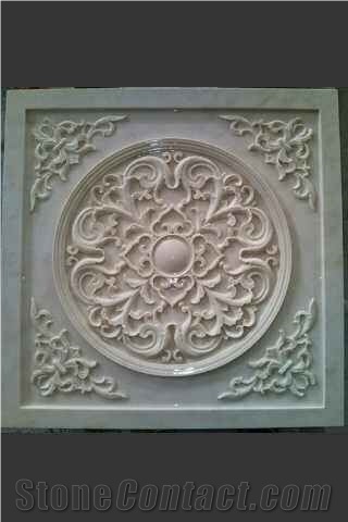 White Marble Flower Sculptured 3d Wall Panel