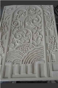 White Marble Flower Sculptured 3d Wall Panel