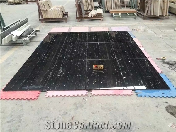 Cheap and Popular China Silver Dragon Black Marble Polished Big Slabs,Tiles for Wall and Floor Covering, Skirting, Natural Building Stone with White Lines, Quarry Owner Manufacturers Supply Interior
