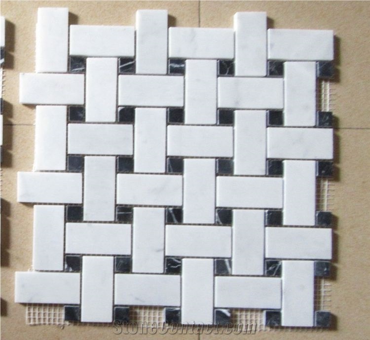 Cheap Mosaic Tiles Bianco Carrara White Marble Mosaic Pattern