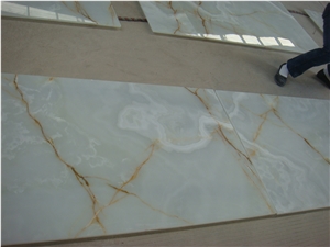 China Luxury Backlit White Onyx with Yellow Veins/Lines Polished Slabs & Tiles, Floor Wall Covering, Skirting, Natural Building Stone Competitive Price, Supply for Hotel Lobby, Toilet, Living Room