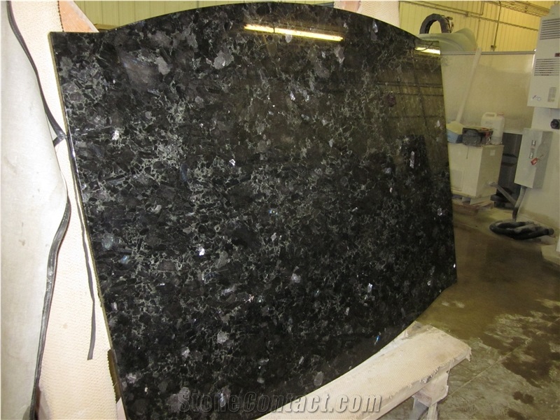 Ukraine Volga Blue Granite Polished Big Slabs & Tiles, Floor and Wall Covering Skirting, Natural Building Stone with Blue Sparking Spots, Indoor Interior Decoration, Manufacturer High Quality Cheap