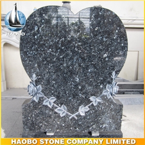 Haobo Heart Shape Blue Pearl Granite Headstone & Monument & Tombstone