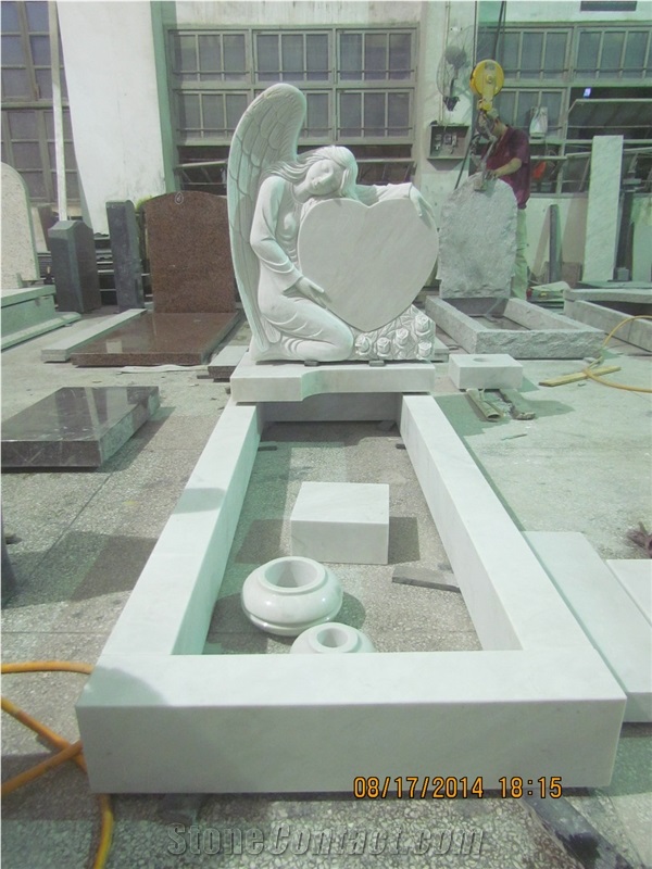 Haobo Stone China White Marble Angel Monument & Tombstone