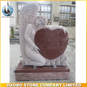 Indian Red Granite Angel Heart Headstones
