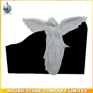 Shanxi Black Granite Sitting Angel Cemetery Monuments