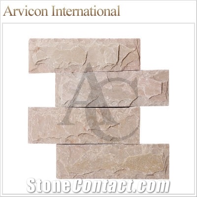Lime Pink Limestone Cultured Stone, Pink Limestone Wall Cladding, Stacked Stone Veneer