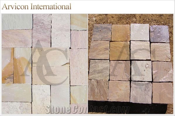 Raveena Sandstone Tiles & Slabs, Multicolor Sandstone Tiles & Slabs
