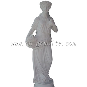 Carving White Granite Sculpture & Statue, Young Lady Vantage Sculpture Outdoor Garden Decoration Granite Stone Carving